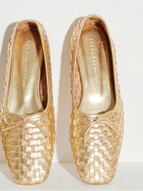 Gold Woven Jada Flats by Freda Salvador